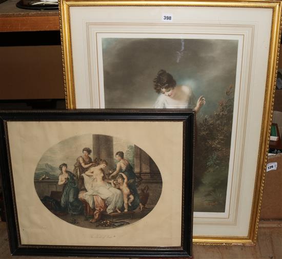 Bartolozzi after Kaufman, a coloured engraving, The Toilet of Venus and a mezzotint (2)(-)